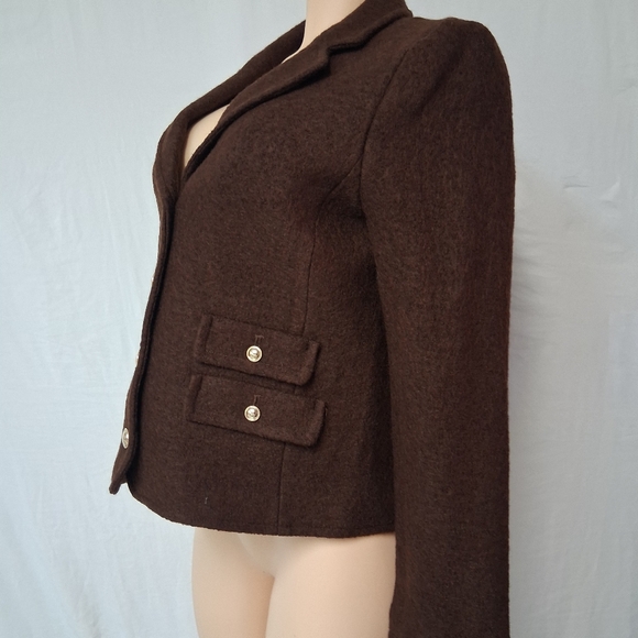 Talbots Dark Brown Women's Blazer with Gold Buttons Size 10p 40% Wool - Picture 15 of 17